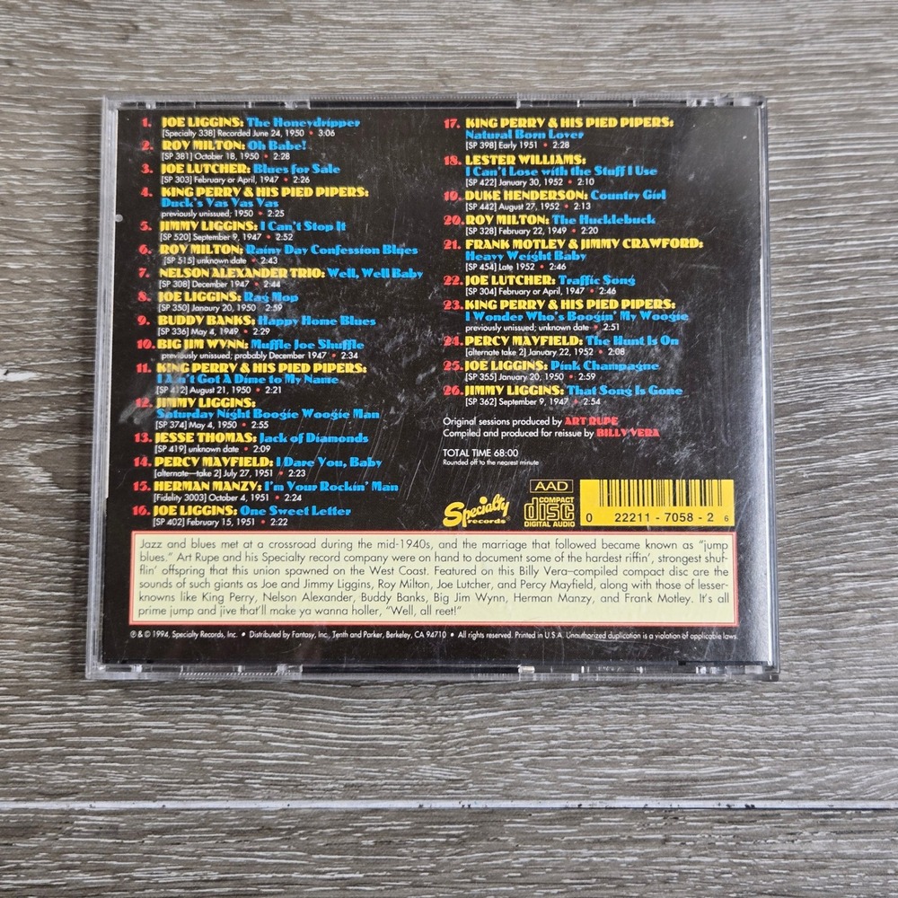 Specialty Legends of Jump Blues Vol 1 CD Various Artists Tested SPCD-7058-2 - Picture 2 of 3